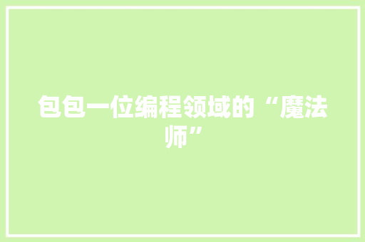 包包一位编程领域的“魔法师”