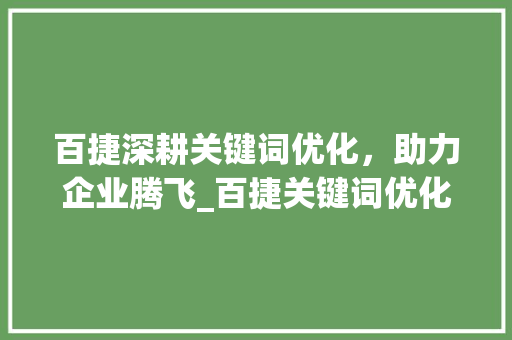 百捷深耕关键词优化，助力企业腾飞_百捷关键词优化