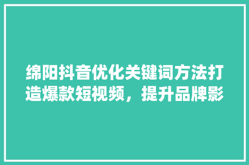 绵阳抖音优化关键词方法打造爆款短视频，提升品牌影响力_绵阳抖音优化关键词方法