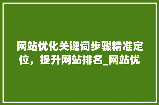 网站优化关键词步骤精准定位，提升网站排名_网站优化多少钱关键词