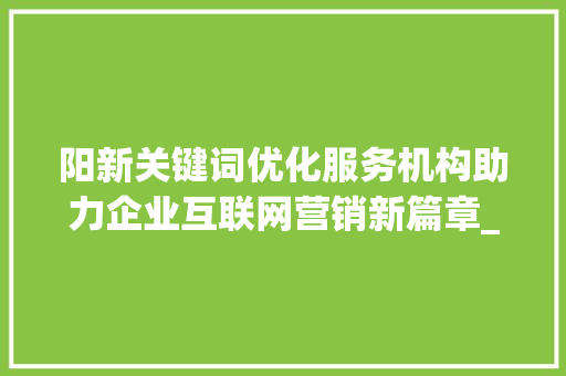 阳新关键词优化服务机构助力企业互联网营销新篇章_阳新关键词优化服务机构