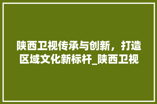 陕西卫视传承与创新，打造区域文化新标杆_陕西卫视关键词排名优化