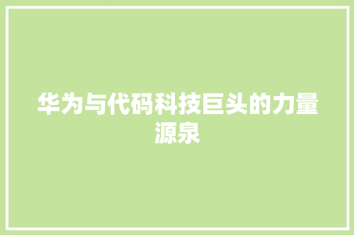 华为与代码科技巨头的力量源泉