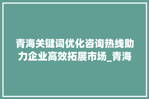 青海关键词优化咨询热线助力企业高效拓展市场_青海关键词优化咨询热线