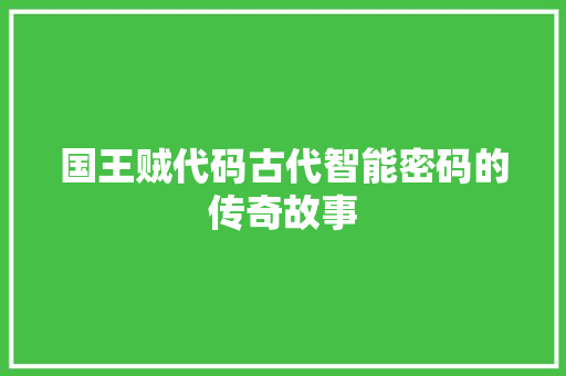 国王贼代码古代智能密码的传奇故事