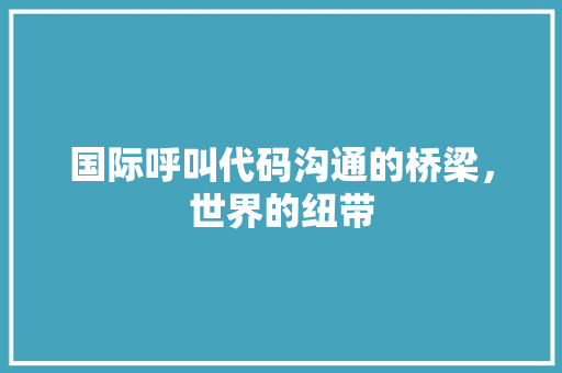 国际呼叫代码沟通的桥梁，世界的纽带