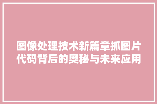 图像处理技术新篇章抓图片代码背后的奥秘与未来应用