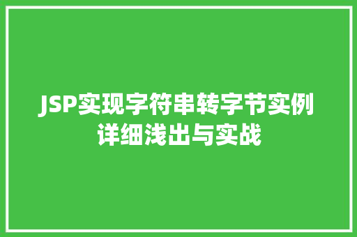 JSP实现字符串转字节实例详细浅出与实战