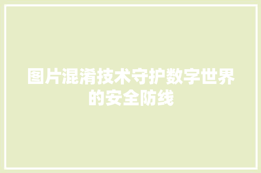 图片混淆技术守护数字世界的安全防线