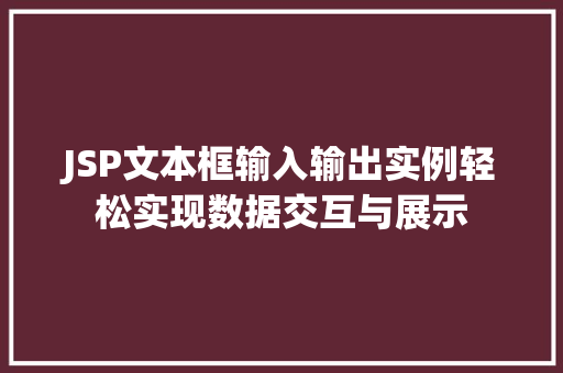 JSP文本框输入输出实例轻松实现数据交互与展示  第1张