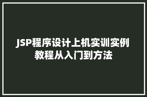 JSP程序设计上机实训实例教程从入门到方法  第1张
