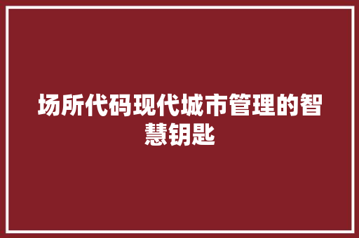 场所代码现代城市管理的智慧钥匙