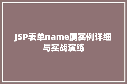 JSP表单name属实例详细与实战演练  第1张