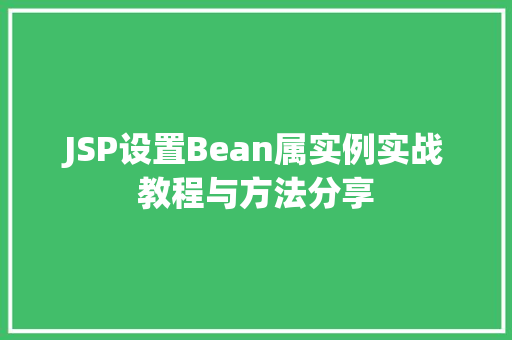JSP设置Bean属实例实战教程与方法分享