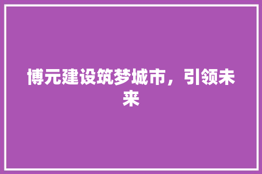 博元建设筑梦城市，引领未来