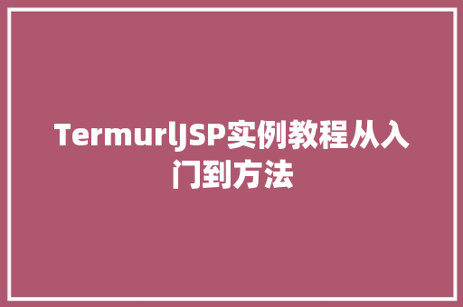 TermurlJSP实例教程从入门到方法