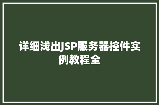 详细浅出JSP服务器控件实例教程全