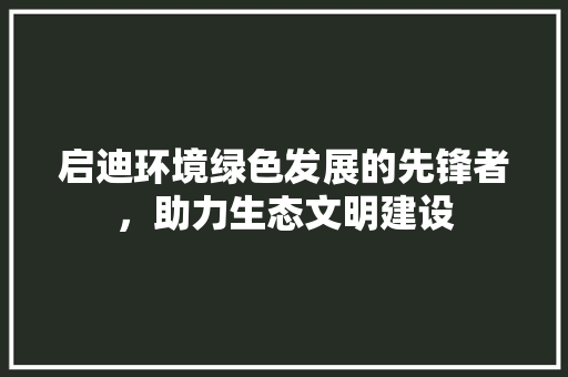 启迪环境绿色发展的先锋者，助力生态文明建设