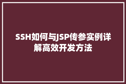 SSH如何与JSP传参实例详解高效开发方法