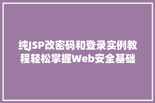纯JSP改密码和登录实例教程轻松掌握Web安全基础