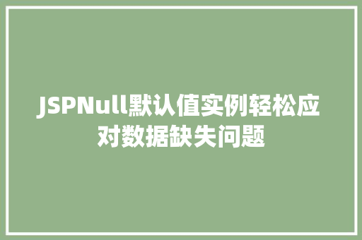 JSPNull默认值实例轻松应对数据缺失问题