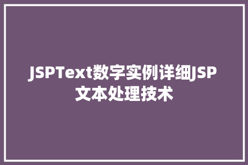 JSPText数字实例详细JSP文本处理技术
