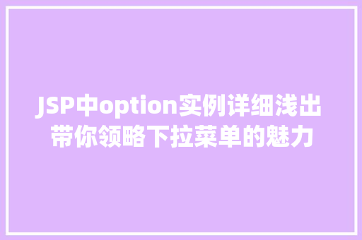 JSP中option实例详细浅出带你领略下拉菜单的魅力
