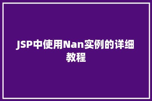 JSP中使用Nan实例的详细教程  第1张