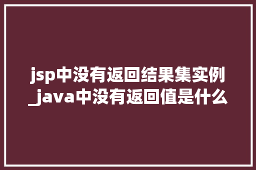 jsp中没有返回结果集实例_java中没有返回值是什么意思  第1张