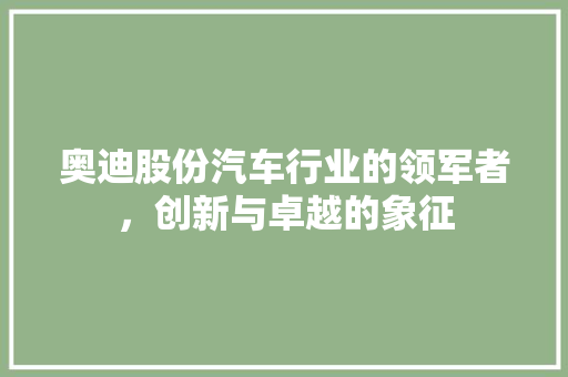 奥迪股份汽车行业的领军者，创新与卓越的象征