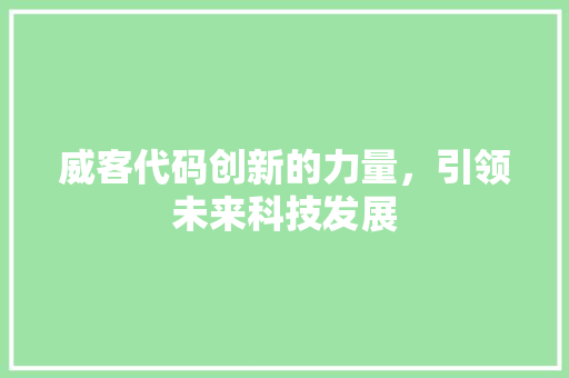 威客代码创新的力量，引领未来科技发展