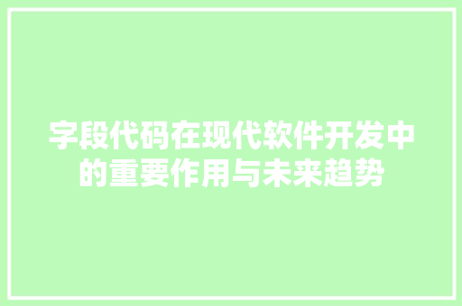 字段代码在现代软件开发中的重要作用与未来趋势
