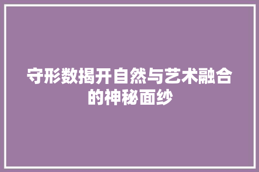 守形数揭开自然与艺术融合的神秘面纱