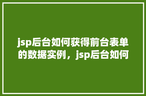 jsp后台如何获得前台表单的数据实例，jsp后台如何获得前台表单的数据实例  第1张