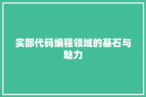 实部代码编程领域的基石与魅力