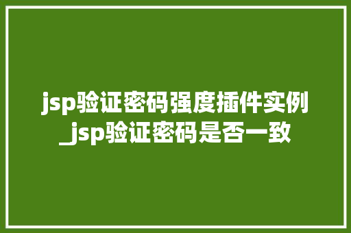 jsp验证密码强度插件实例_jsp验证密码是否一致  第1张