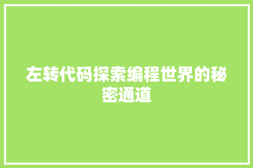 左转代码探索编程世界的秘密通道