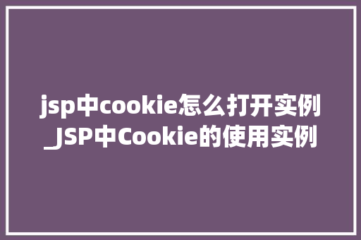 jsp中cookie怎么打开实例_JSP中Cookie的使用实例详解打开你的Web应用新世界