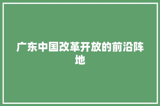 广东中国改革开放的前沿阵地