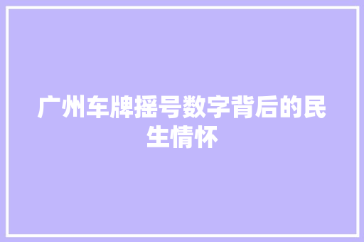 广州车牌摇号数字背后的民生情怀