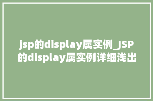 jsp的display属实例_JSP的display属实例详细浅出与实战应用
