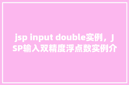 jsp input double实例，JSP输入双精度浮点数实例介绍  第1张