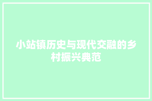小站镇历史与现代交融的乡村振兴典范