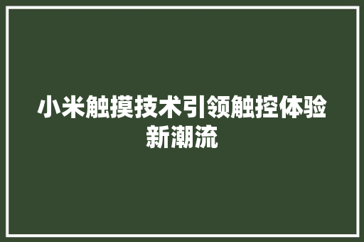 小米触摸技术引领触控体验新潮流
