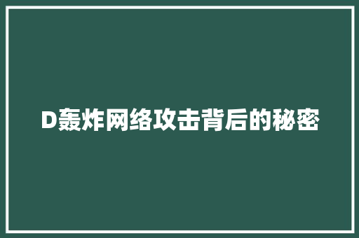 D轰炸网络攻击背后的秘密