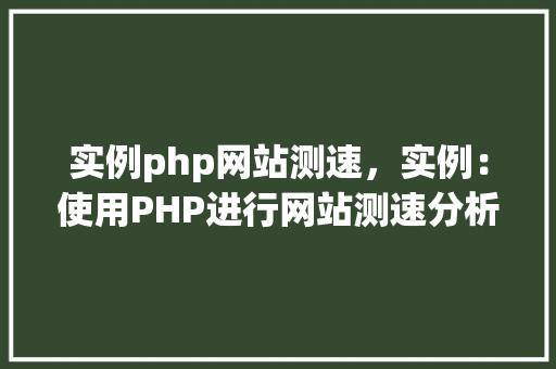 实例php网站测速，实例：使用PHP进行网站测速分析