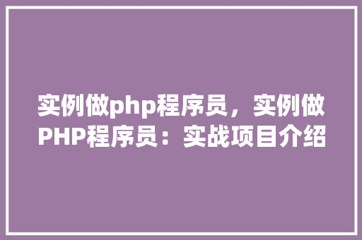 实例做php程序员，实例做PHP程序员：实战项目介绍与代码方法