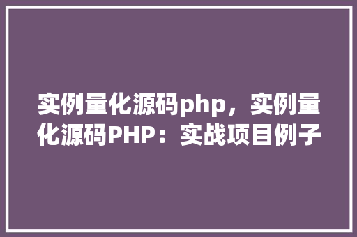 实例量化源码php，实例量化源码PHP：实战项目例子剖析