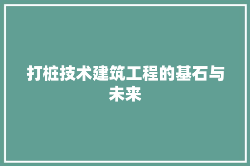 打桩技术建筑工程的基石与未来