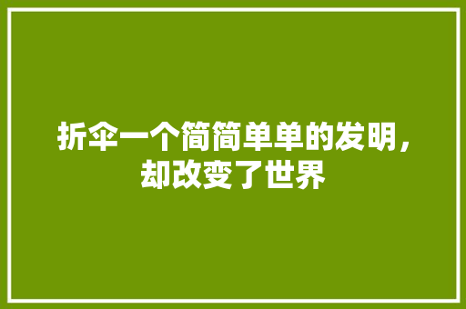 折伞一个简简单单的发明，却改变了世界